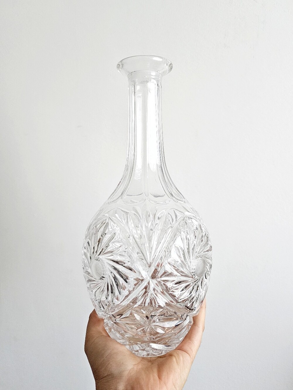 Vintage Italian Lead Crystal Decanter Bottle 11" Missing Stopper Made in Italy